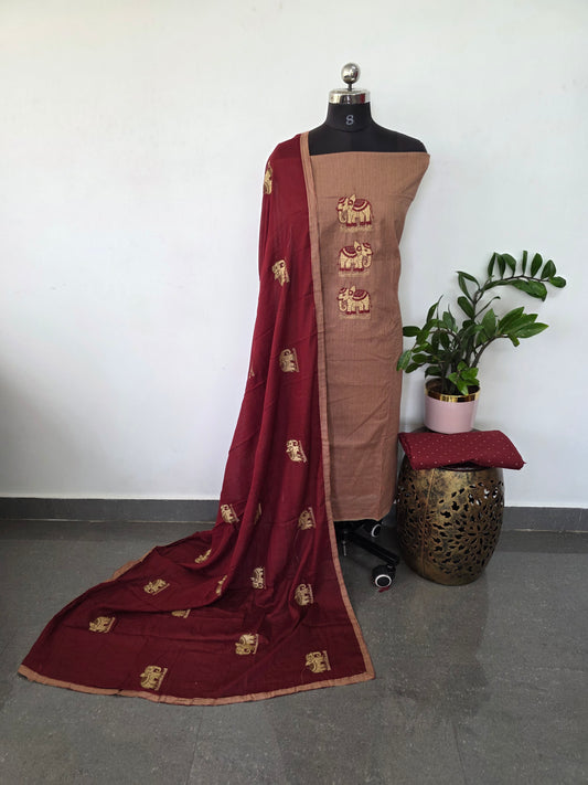 Elephant embroidery pure cotton set - BA378