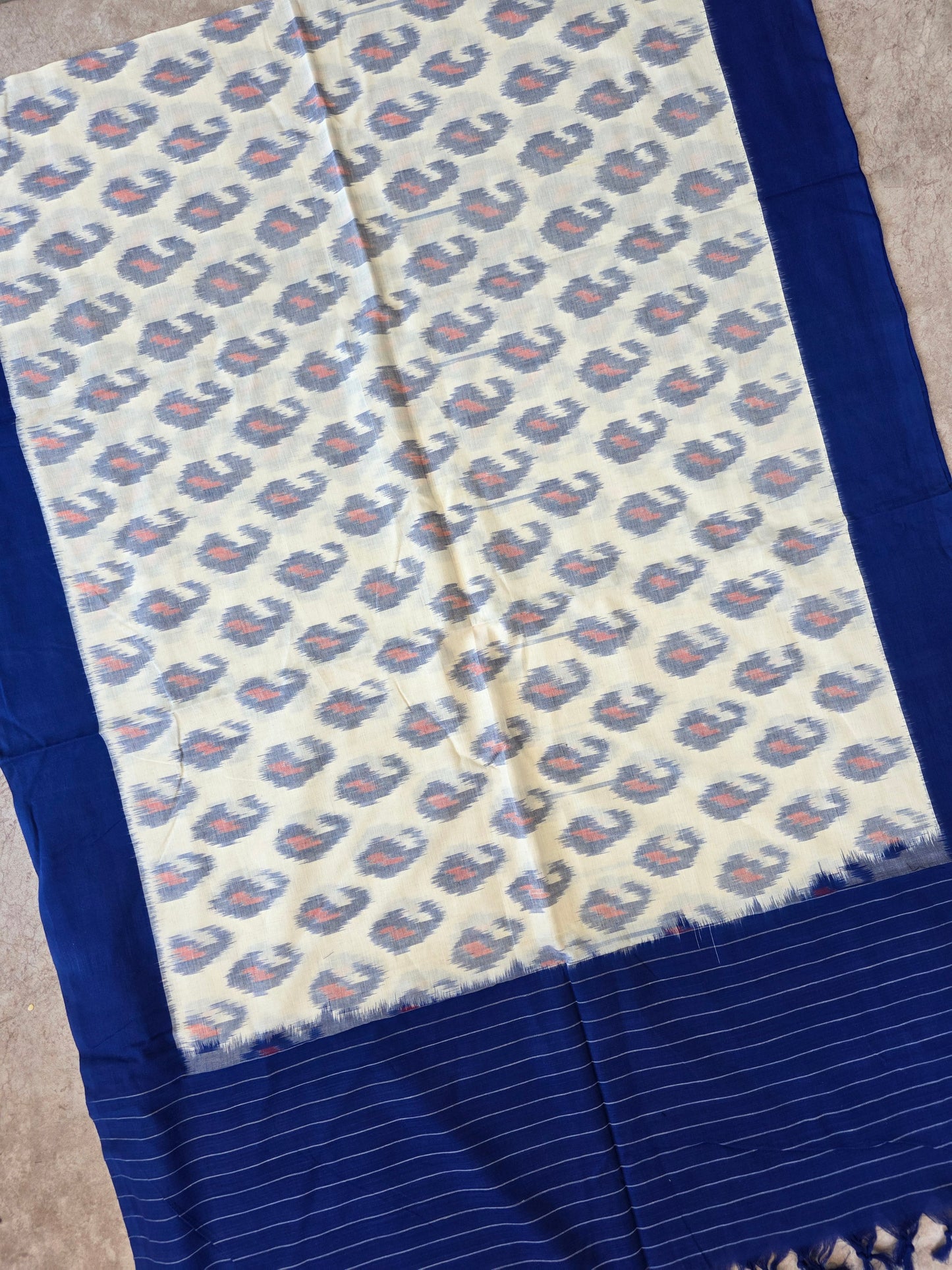 Handloom  mercerised weft ikkat duppatta  - KK138