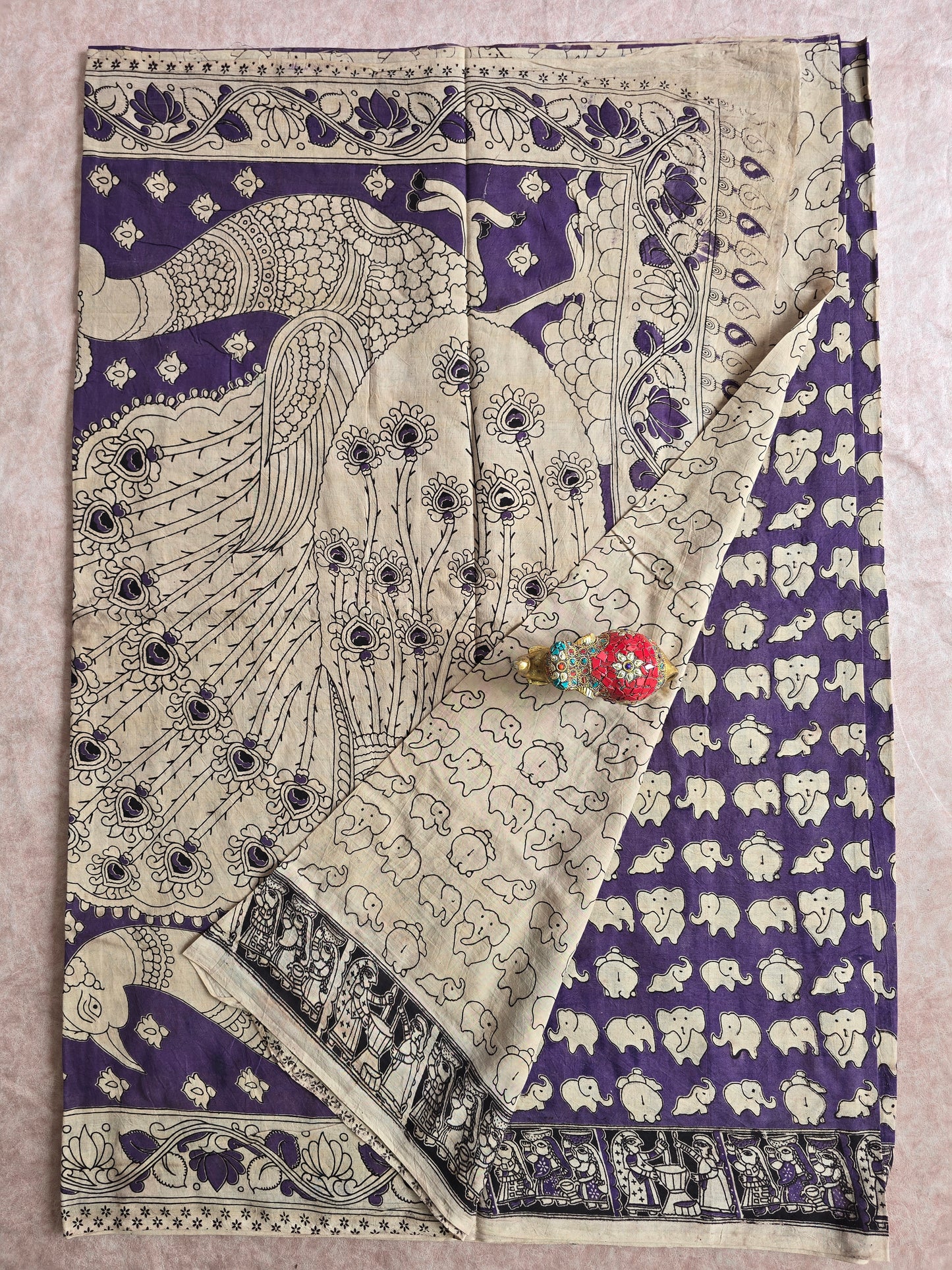 Authentic pure kalamkari cotton saree - HZ24