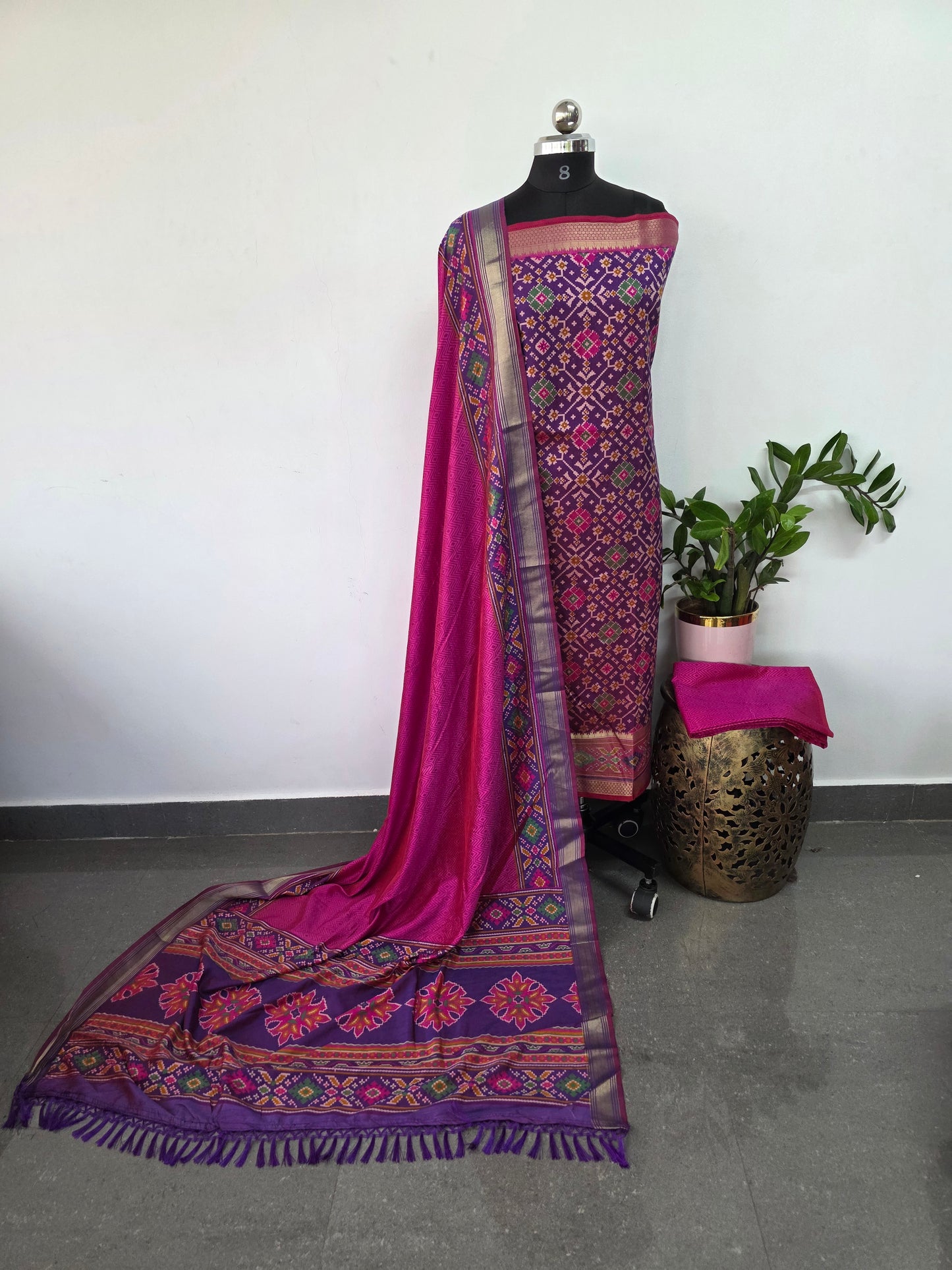 Premium semi Patola silk set - PK63