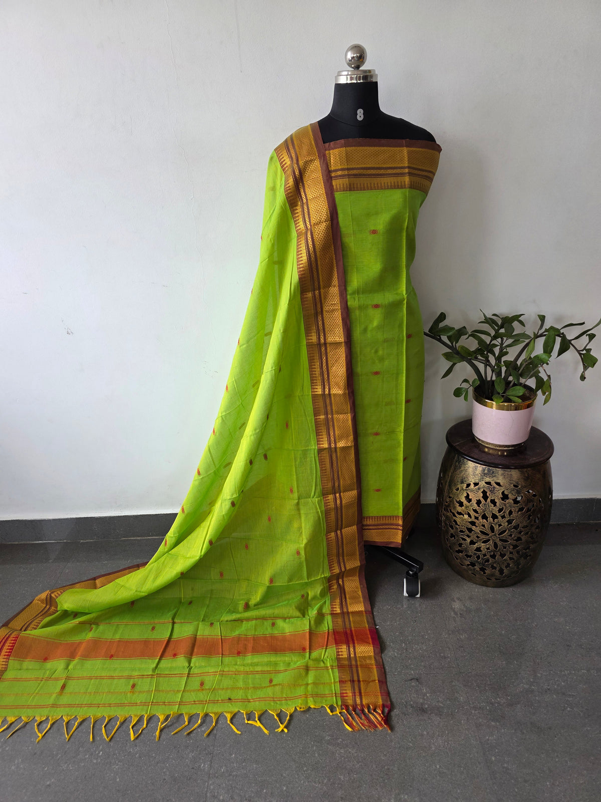 Mercerised narayanapet with Paithani butta salwar set(4.5 meters)-NA650