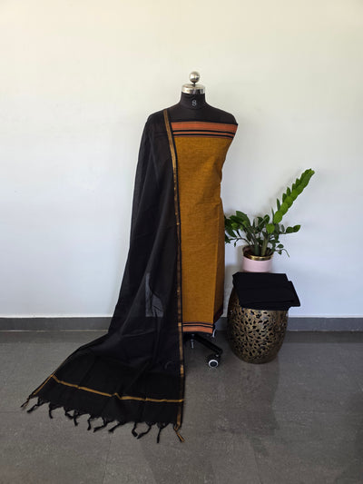 Pure handloom cotton with kanchi border set - HA32