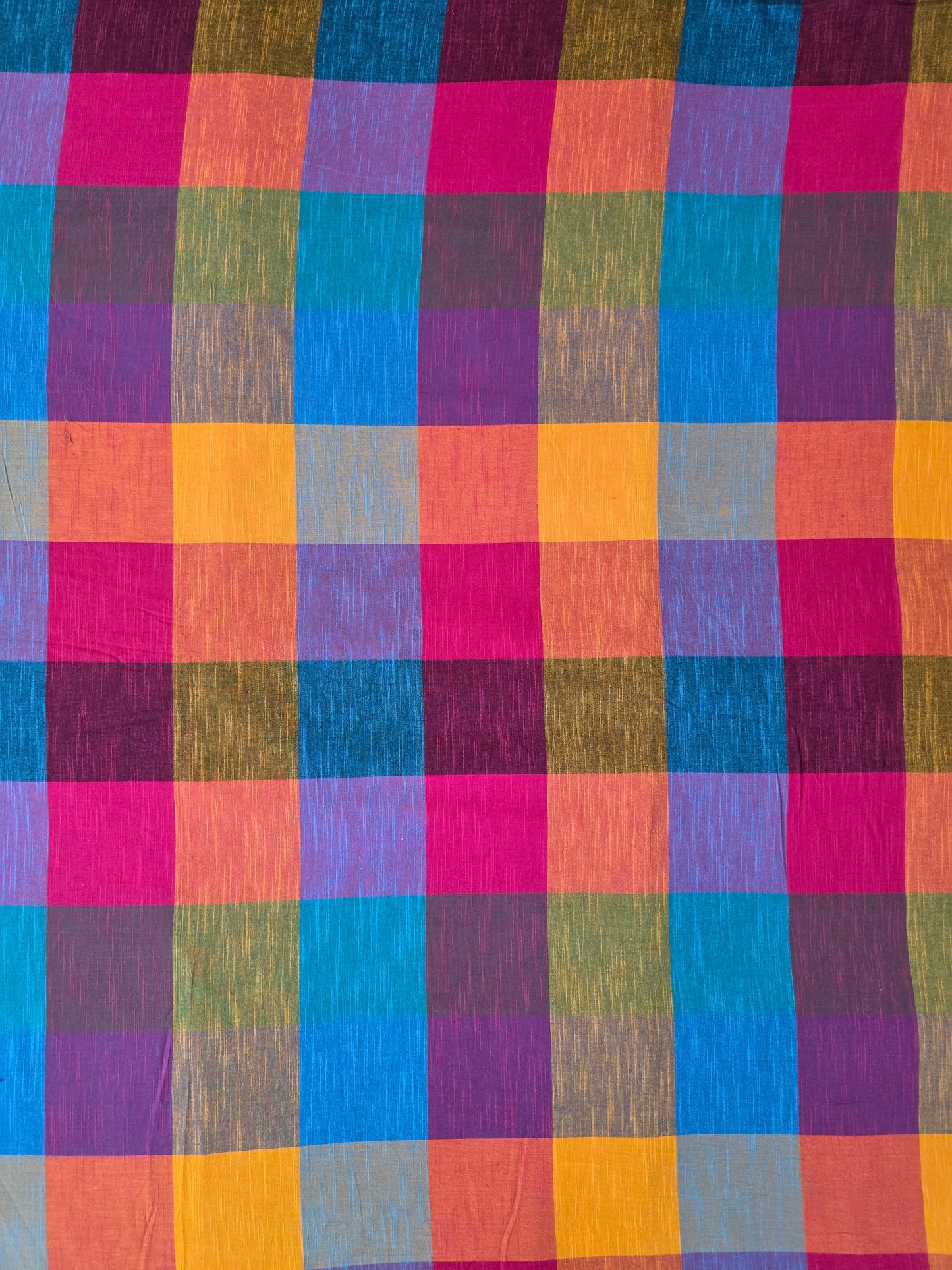 Madras kattam prewashed textured running material (1 mtr) - MD19 (4 inches*4 inches)