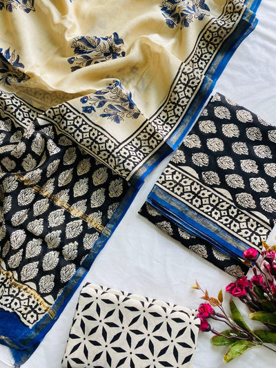 Handblock chanderi silk salwar set - JS13