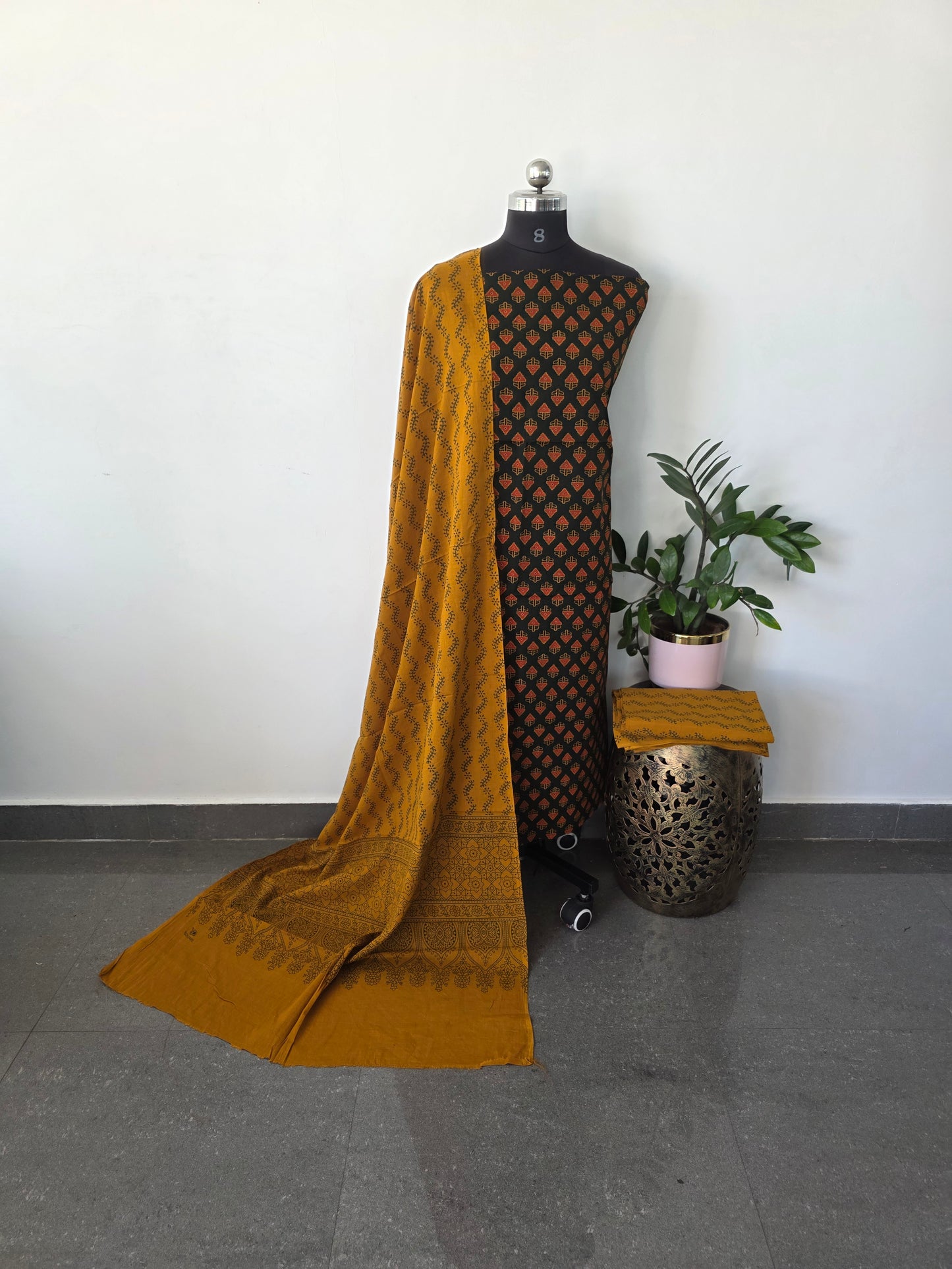 Heavy ajrakh cotton set  - Gu10