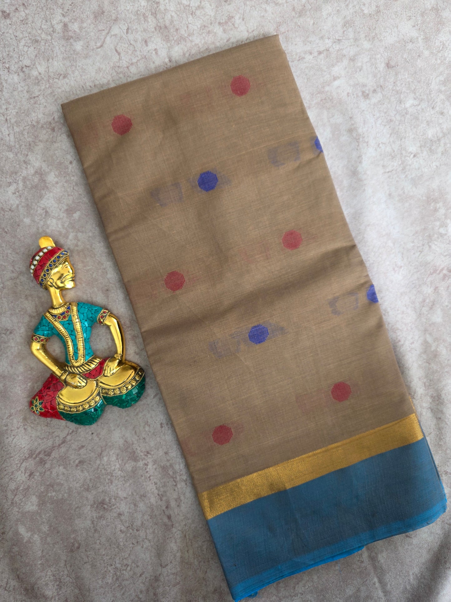 South cotton butta saree with zari border - MAA188