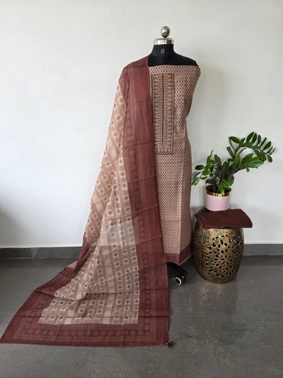 Premium silk cotton with embroidery neck work salwar set - CLA322