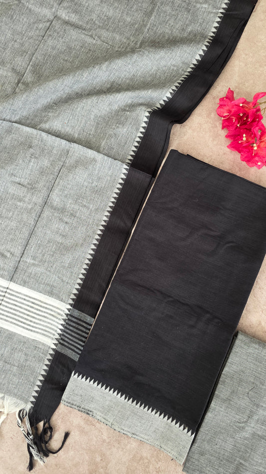 Pure handloom cotton with temple border - H31