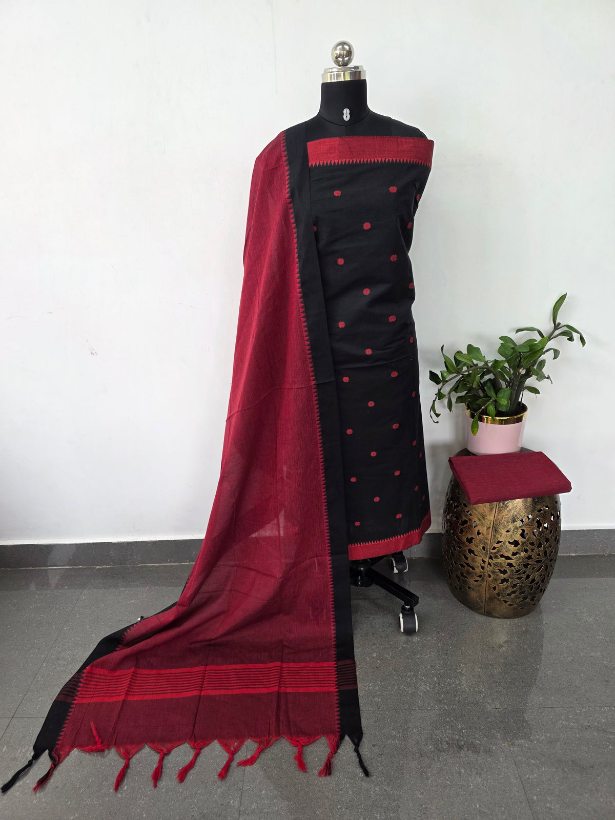 Temple border coin butta south cotton set(black) - HA136