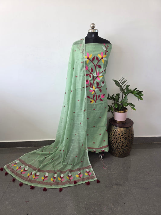 Premium silk cotton jamdhani set - AV57