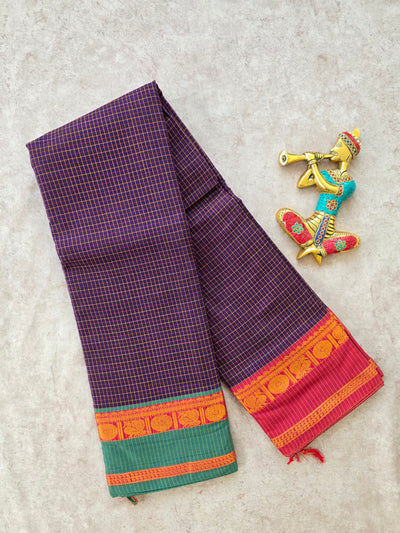 Mercerised checked narayanapet saree - NA203