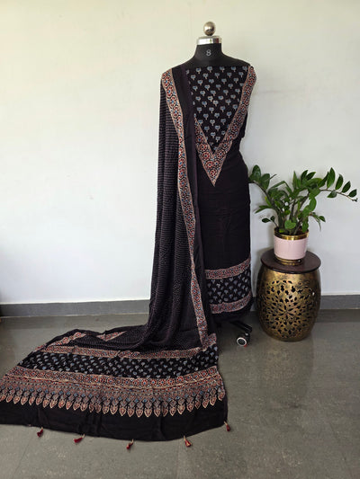 Handcrafted ajrakh modal silk set - HZ212