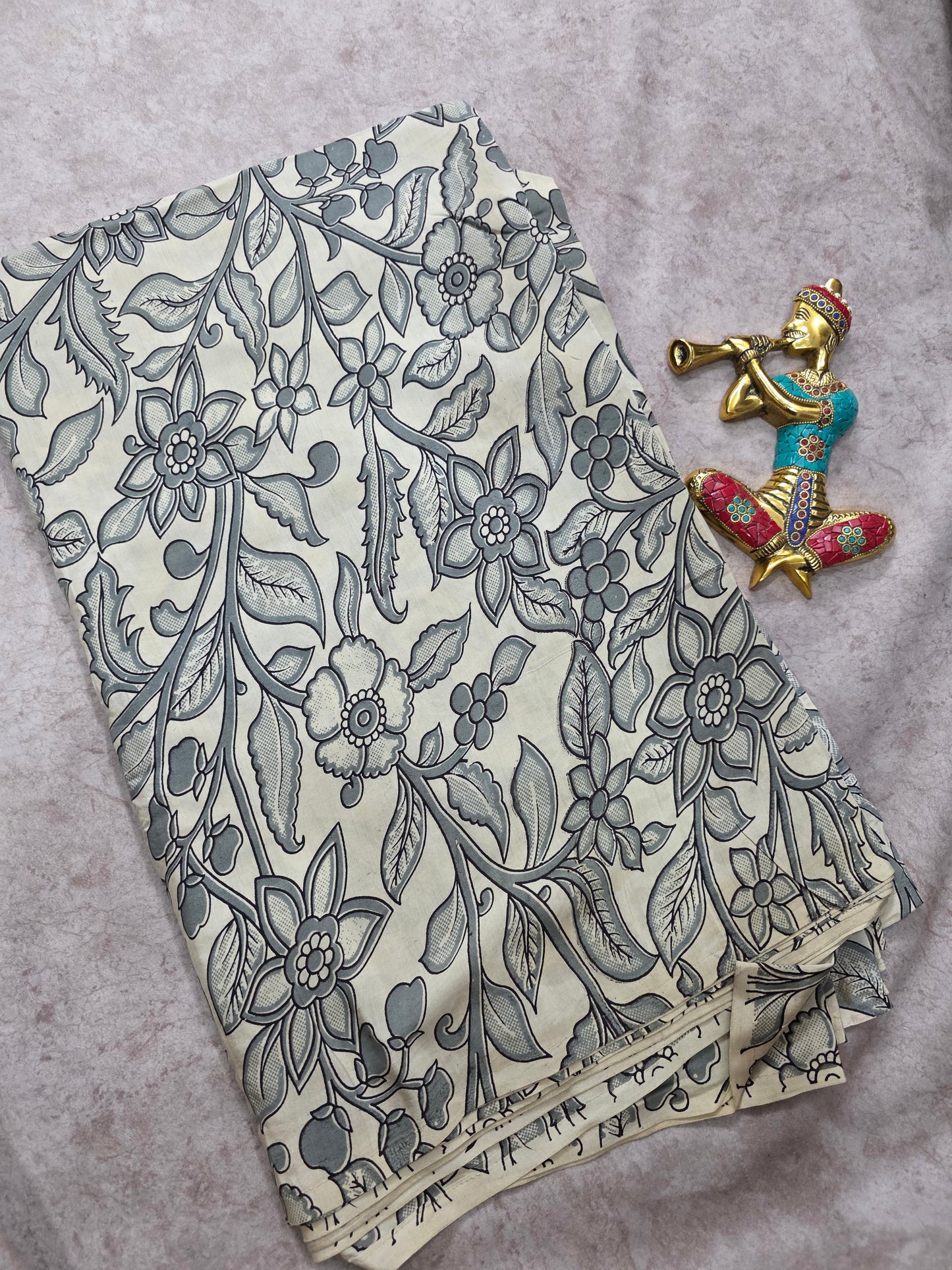 Pure chennuri silk kalamkari running material (0.5 meter)- RV291