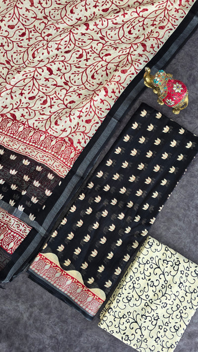 Handblock jaipuri linen cotton set -JA909