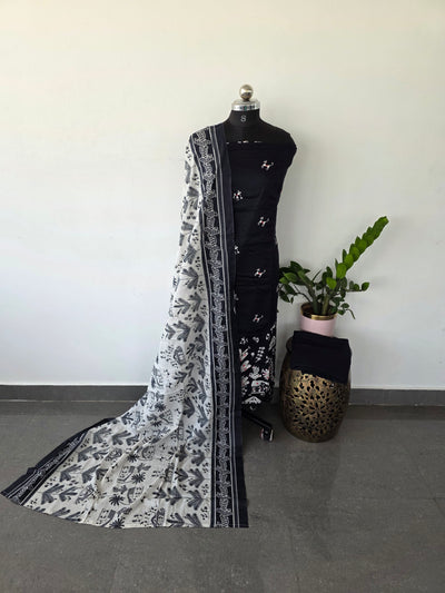 Premium embroidery Satin cotton set (black) - VC62