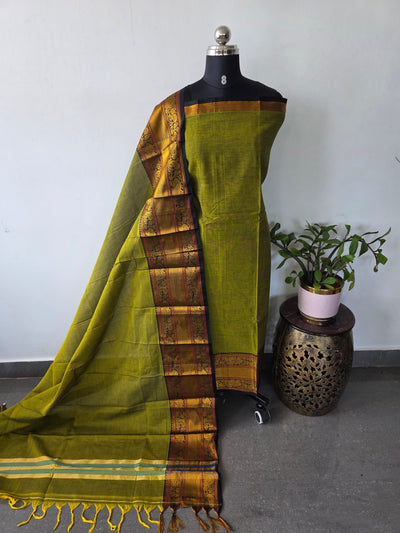 Mercerised narayanapet salwar with peacock border set (4.5 meters)-NA661