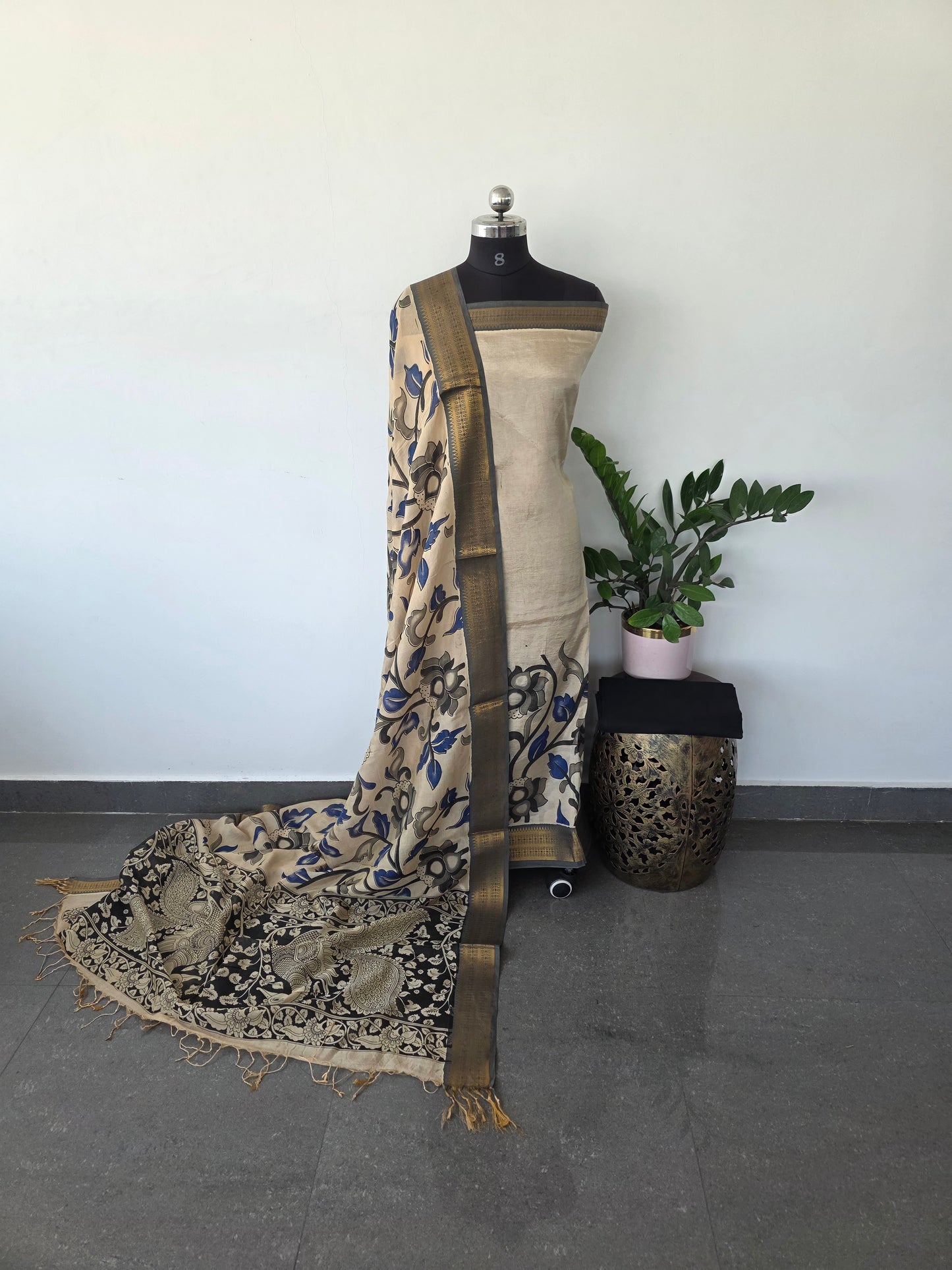 Fusion chennuri kalamkari silk with mangalagiri border salwar - FC21