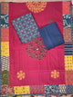 Handcrafted ajrakh cotton top with applique cotton shawl - BAA32