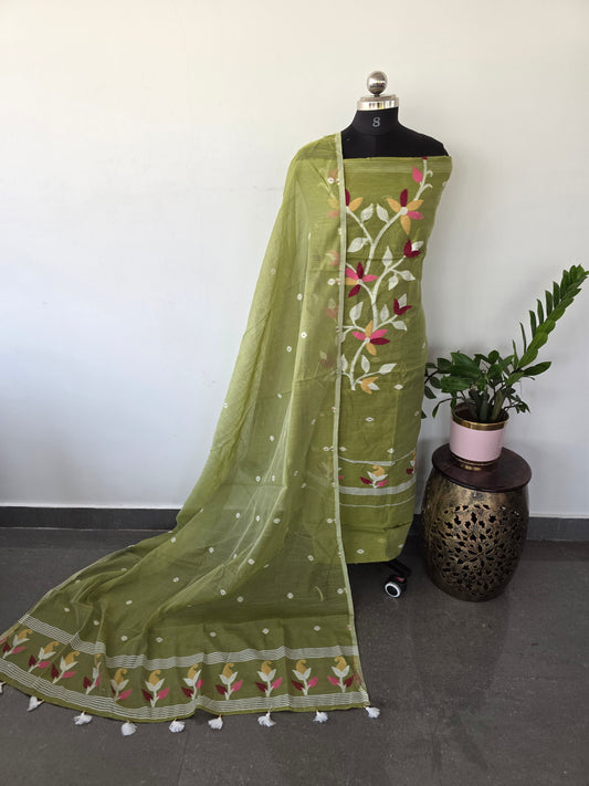 Silk cotton jamdhani set  - AV239