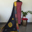 Handcrafted ajrakh cotton top with applique cotton shawl - BAA29