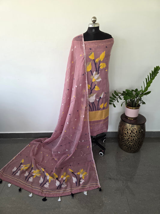 Silk cotton jamdhani set  - AV247