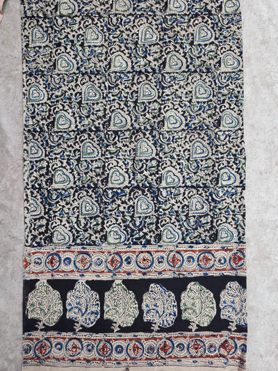 Handblock pure kalamkari cotton with border (2 pc set) - AK514