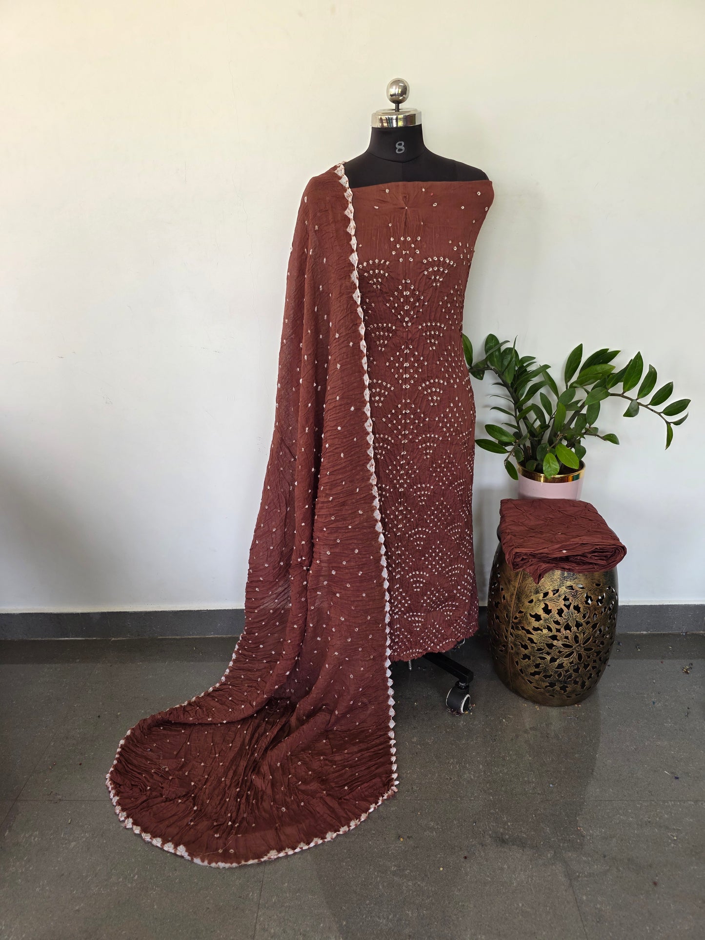 Handcrafted bandhani cotton set -B87