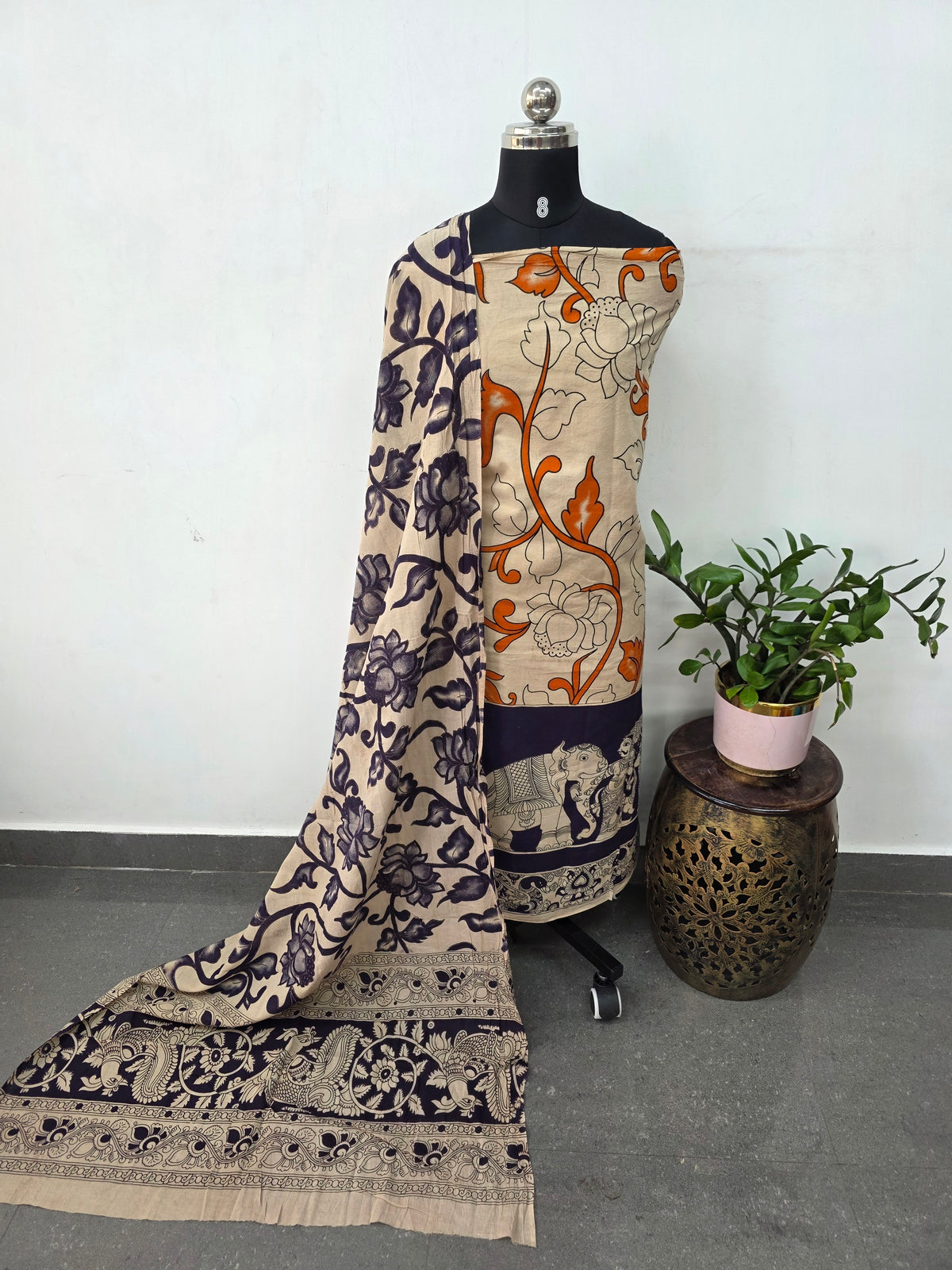 Handcrafted pure kalamkari cotton (2 pcs) set -AK570