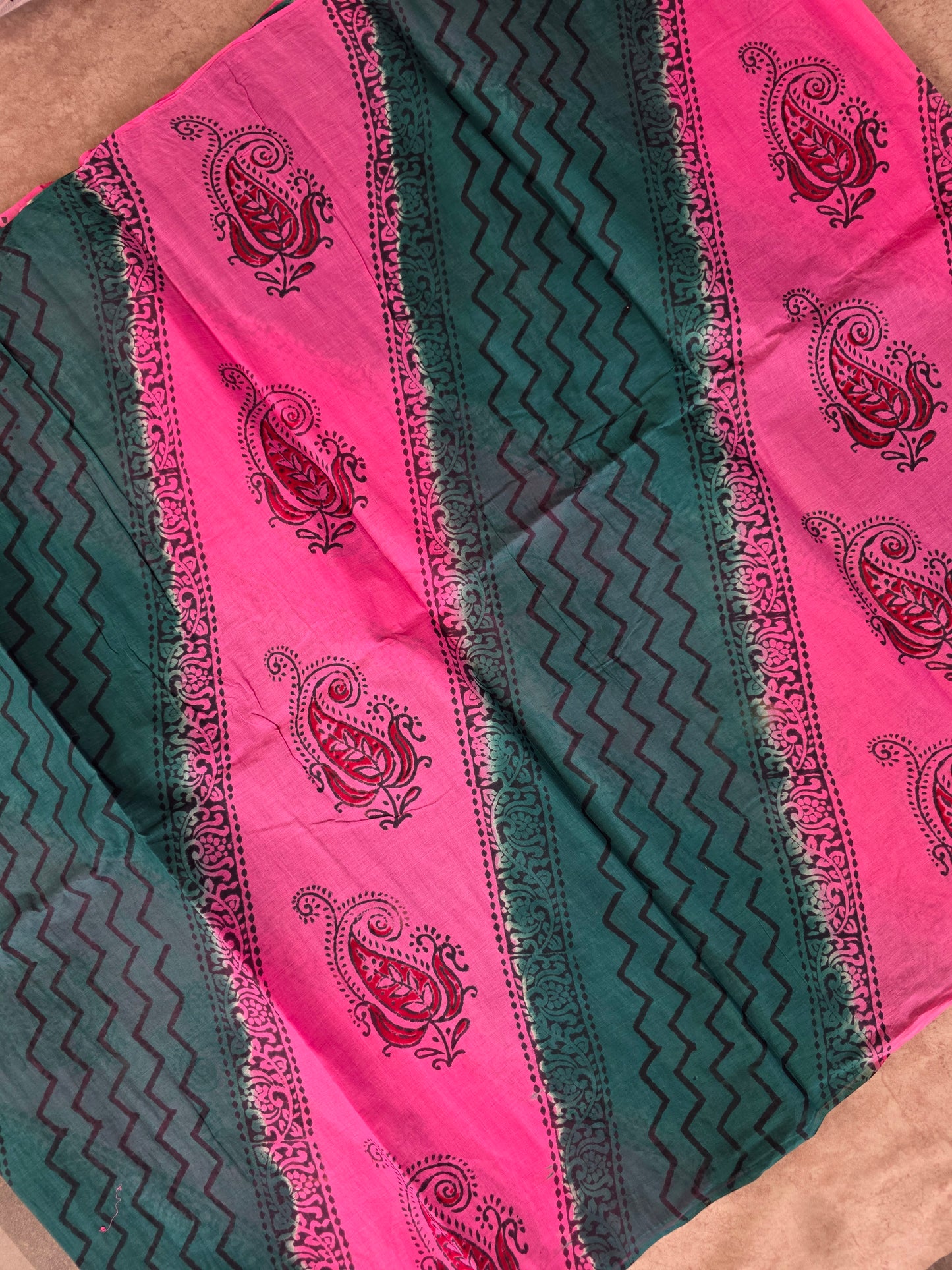 Handblock cotton saree - GE231