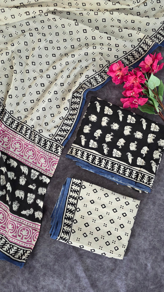 Handblock Jaipuri pure cotton set - JF28