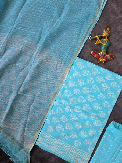 Handblock Jaipuri cotton with Kota duppatta - JA568