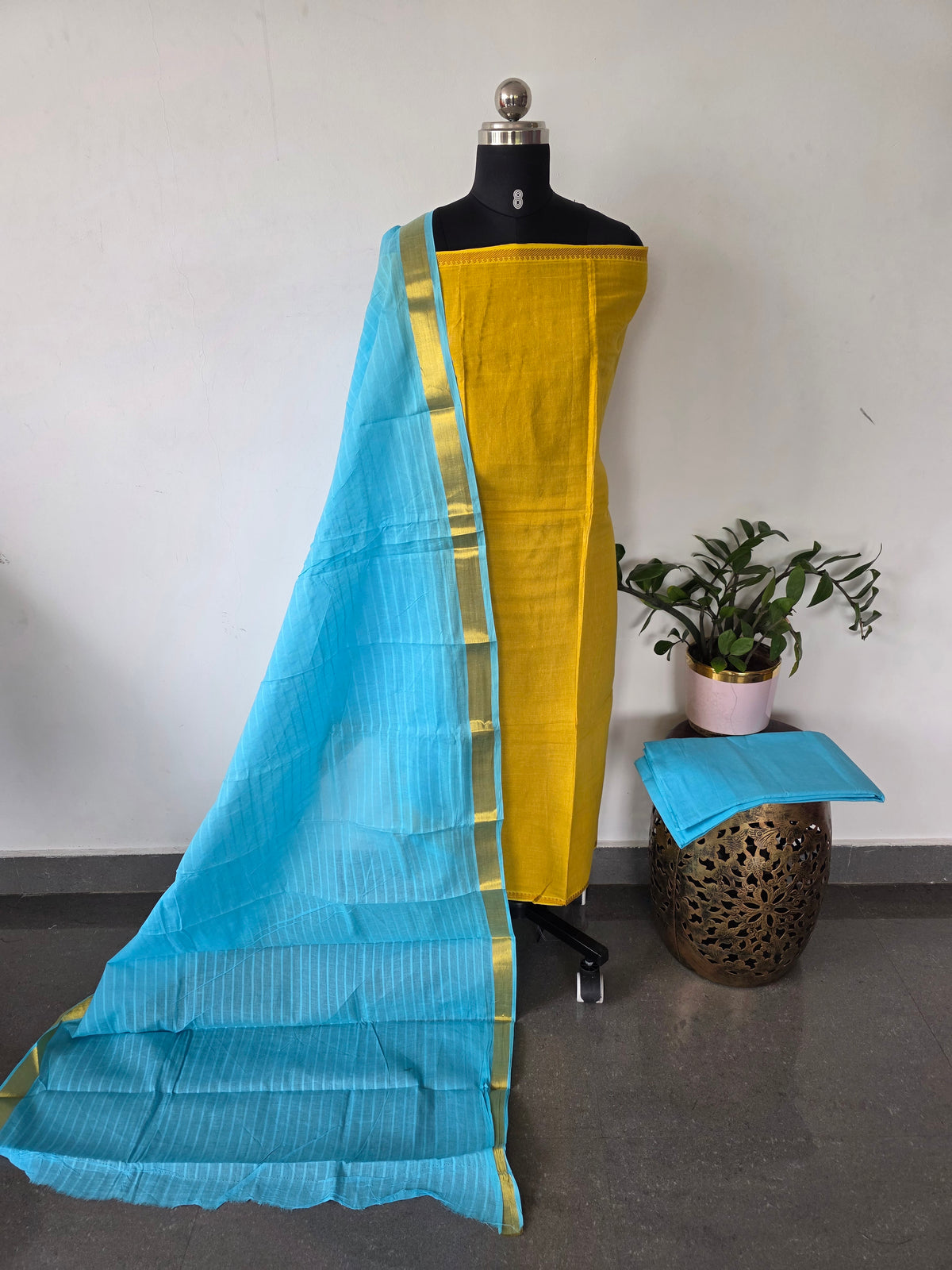 Madurai sungudi Tissue zari vari salwar set -MS117