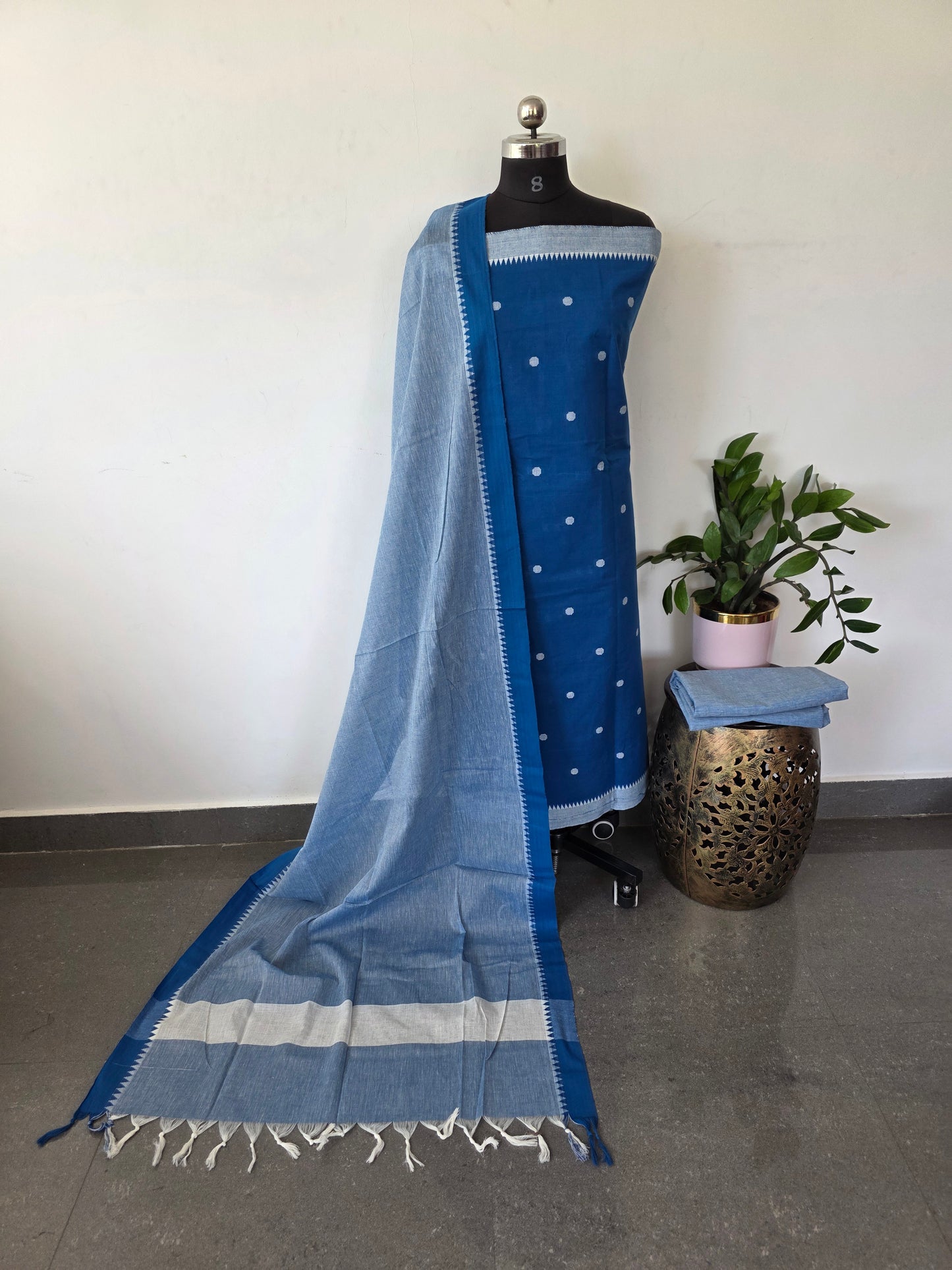 Temple border coin butta south cotton set - PSC1