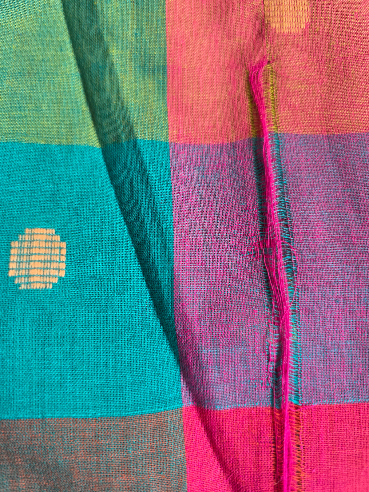 Weaving imperfection Madras kattam prewashed duppatta  -MD175