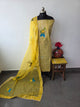 Embroidery cotton set with organza shawl-DM129