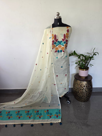 West Bengal Silk cotton jamdhani set - AV389