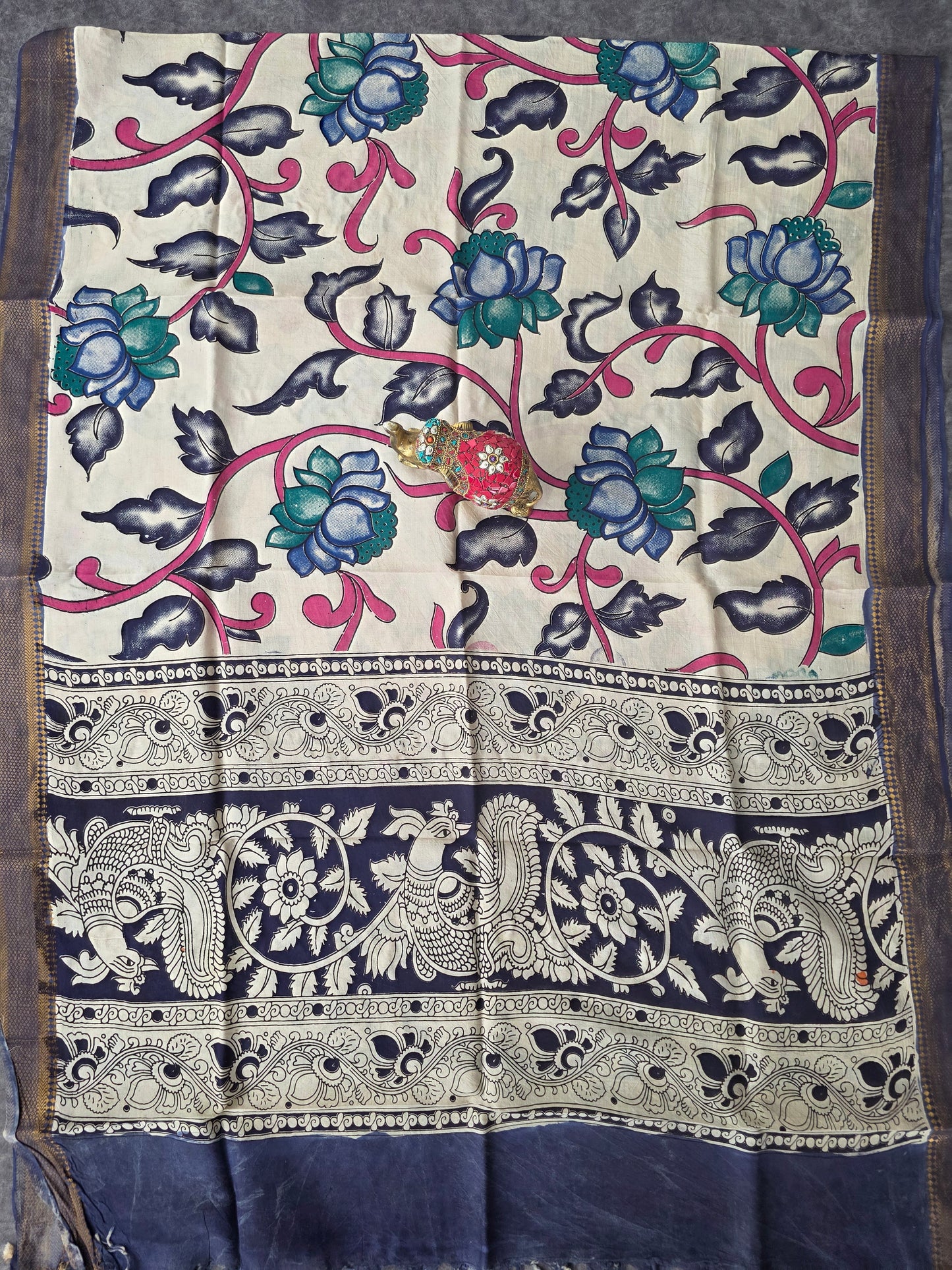 Handcrafted chennuri kalamkari silk dupatta - KAA26