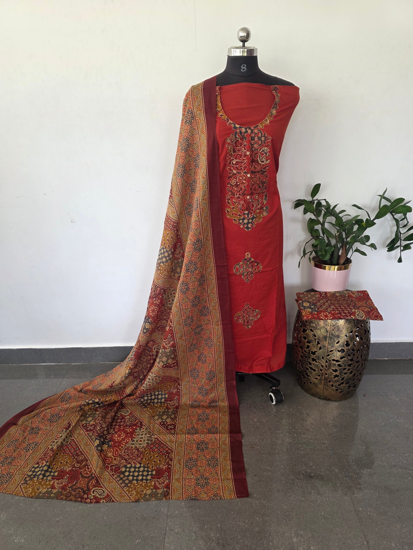 Premium Cotton with applique work set-SA11