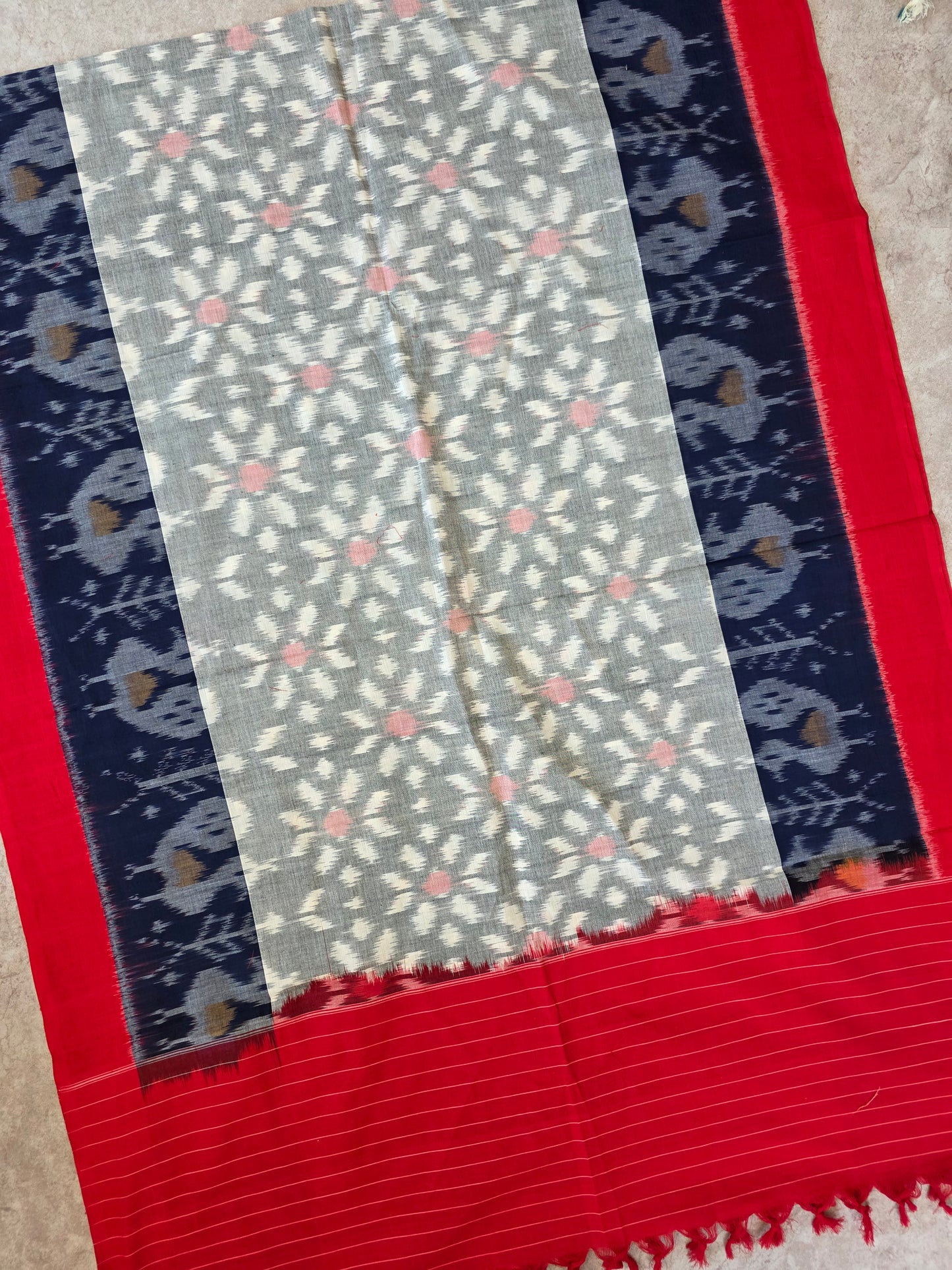 Handloom  mercerised weft ikkat duppatta  - KK120
