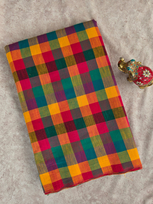 Madras kattam prewashed textured running material (1 mtr) - MD29 (2 inches*2 inches)