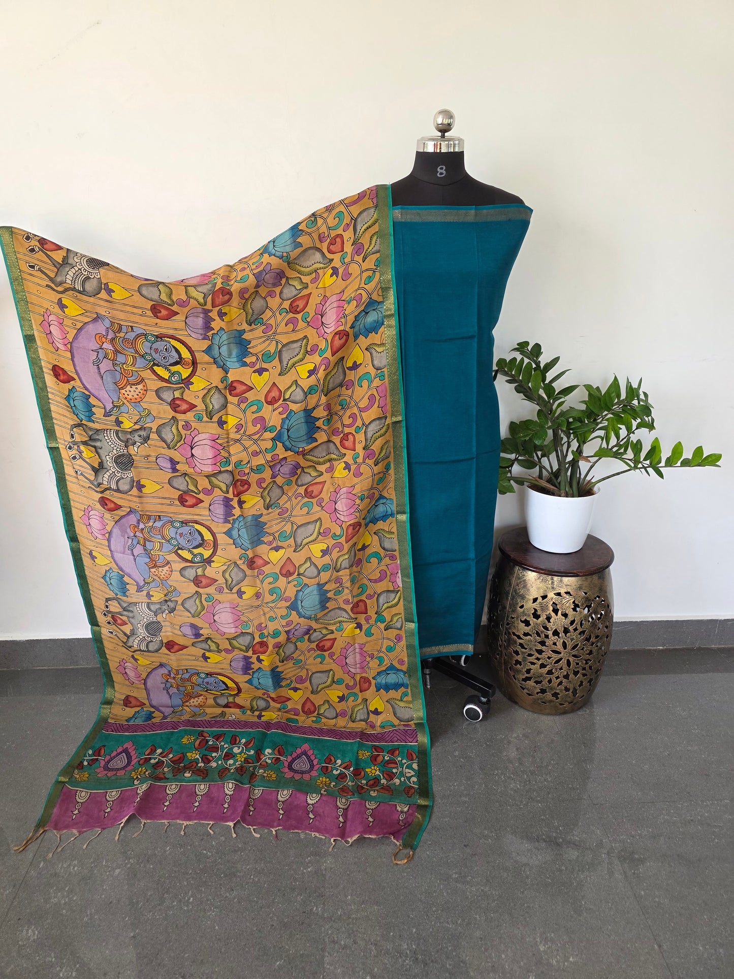 Penkalamkari Mangalagiri silk set - PD2