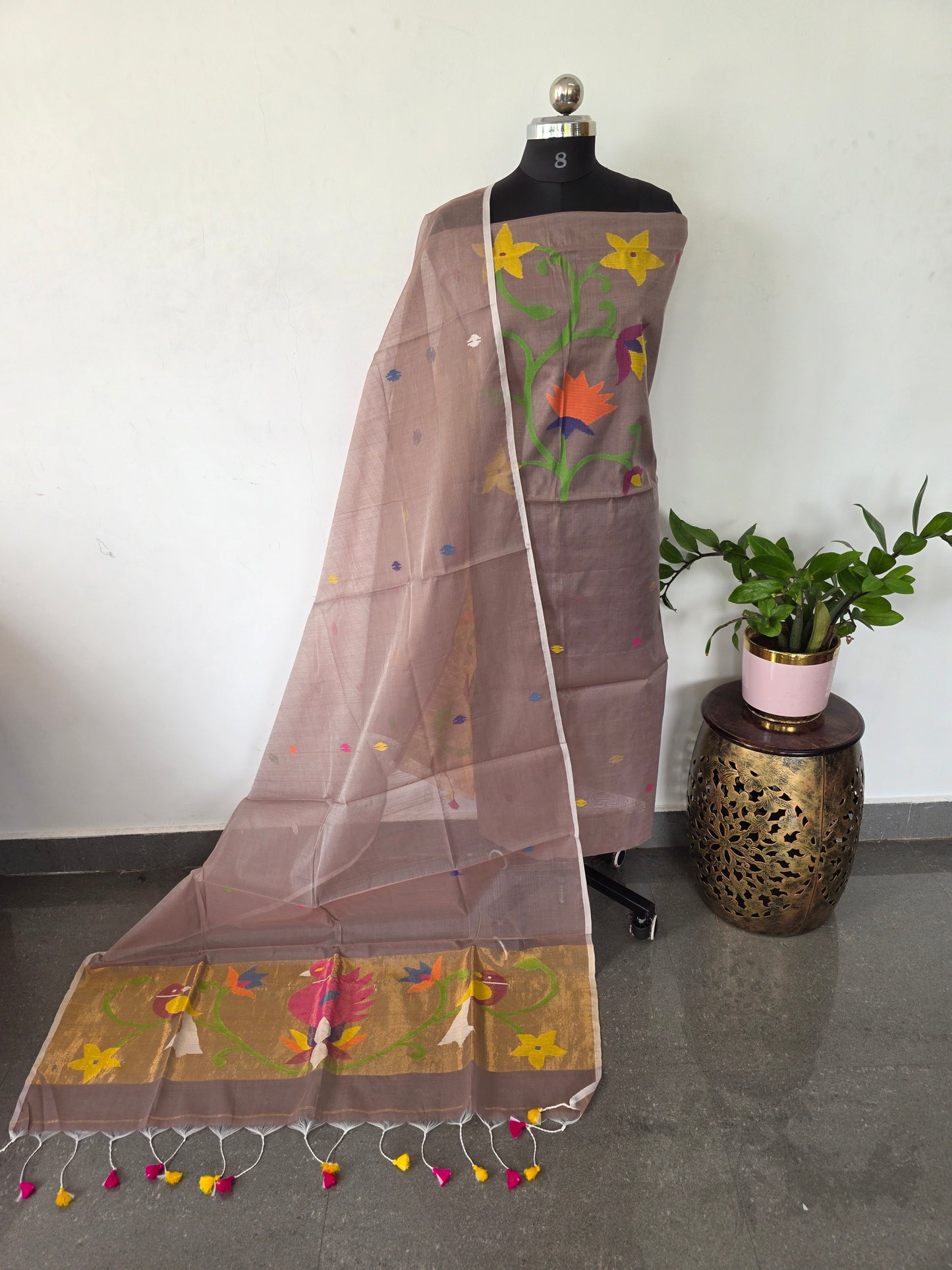 Handloom muslin paithani jamdhani set - JMM365