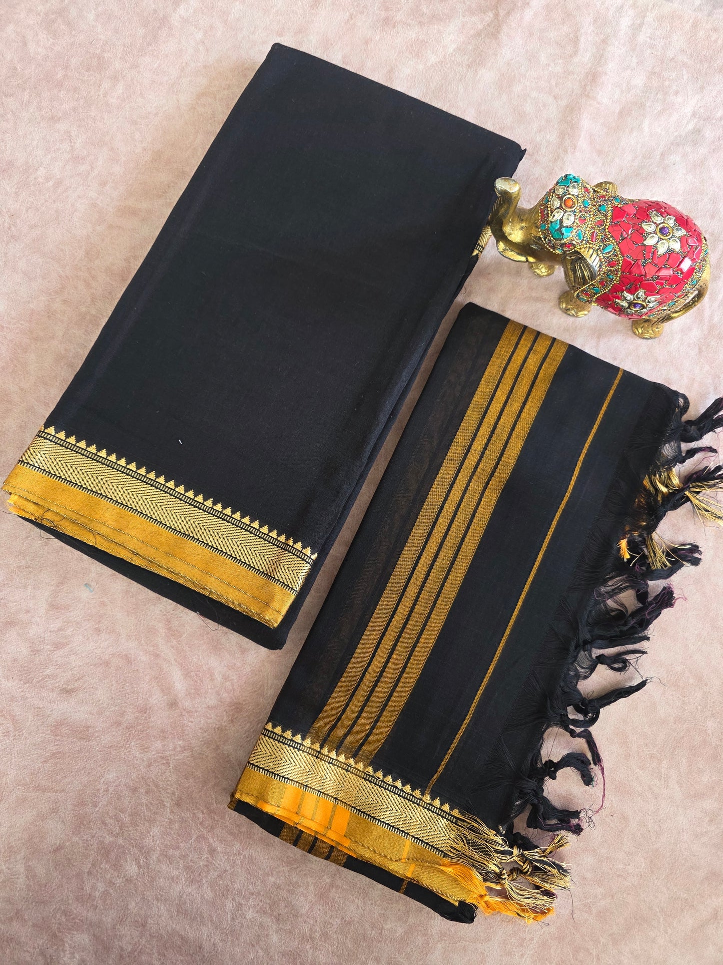 Mercerised narayanapet salwar set (black)(4.5 meters) - NA575