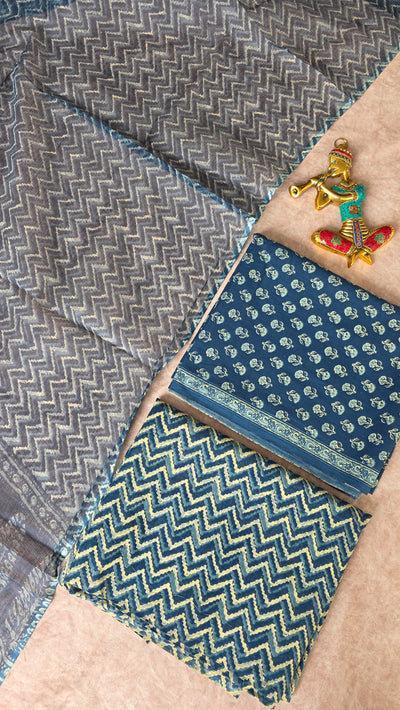 Handblock Jaipuri cotton with Kota shawl - JA764