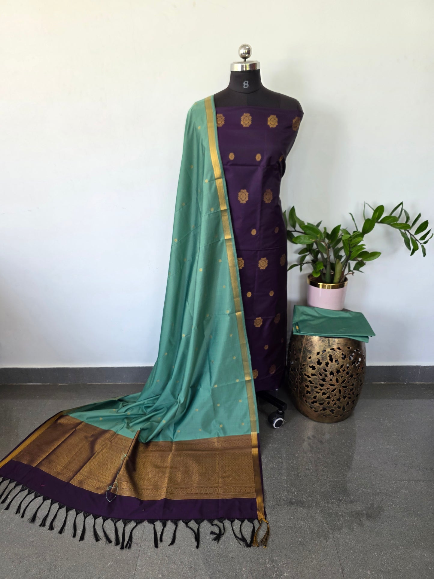 Kanchivaram semi softsilk salwar set - KS29
