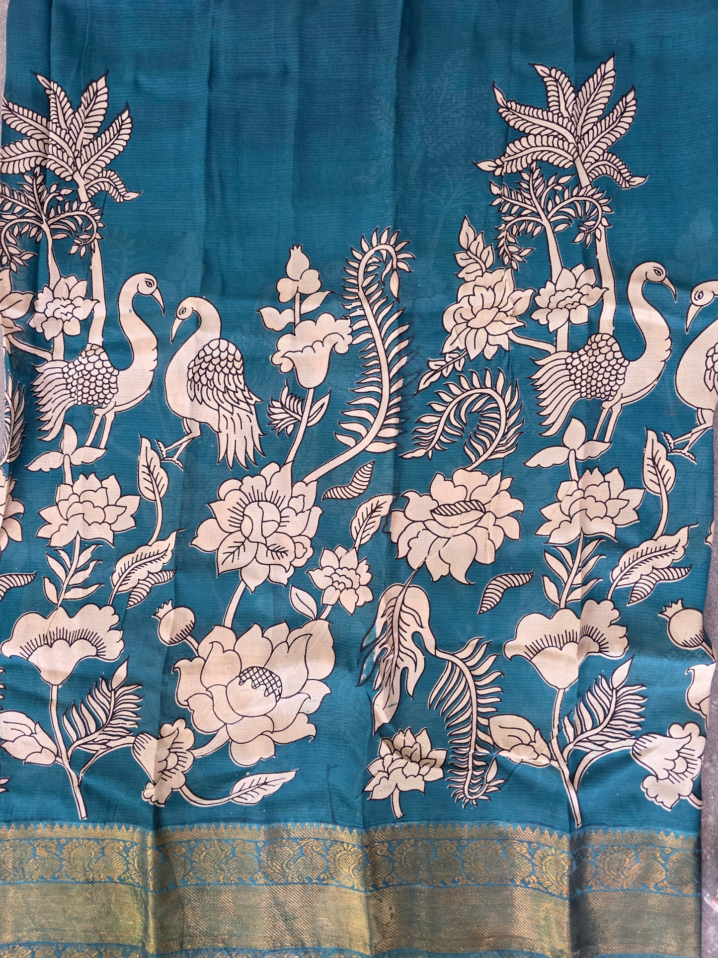 Kanchi border chennuri kalamkari  silk set - AK425