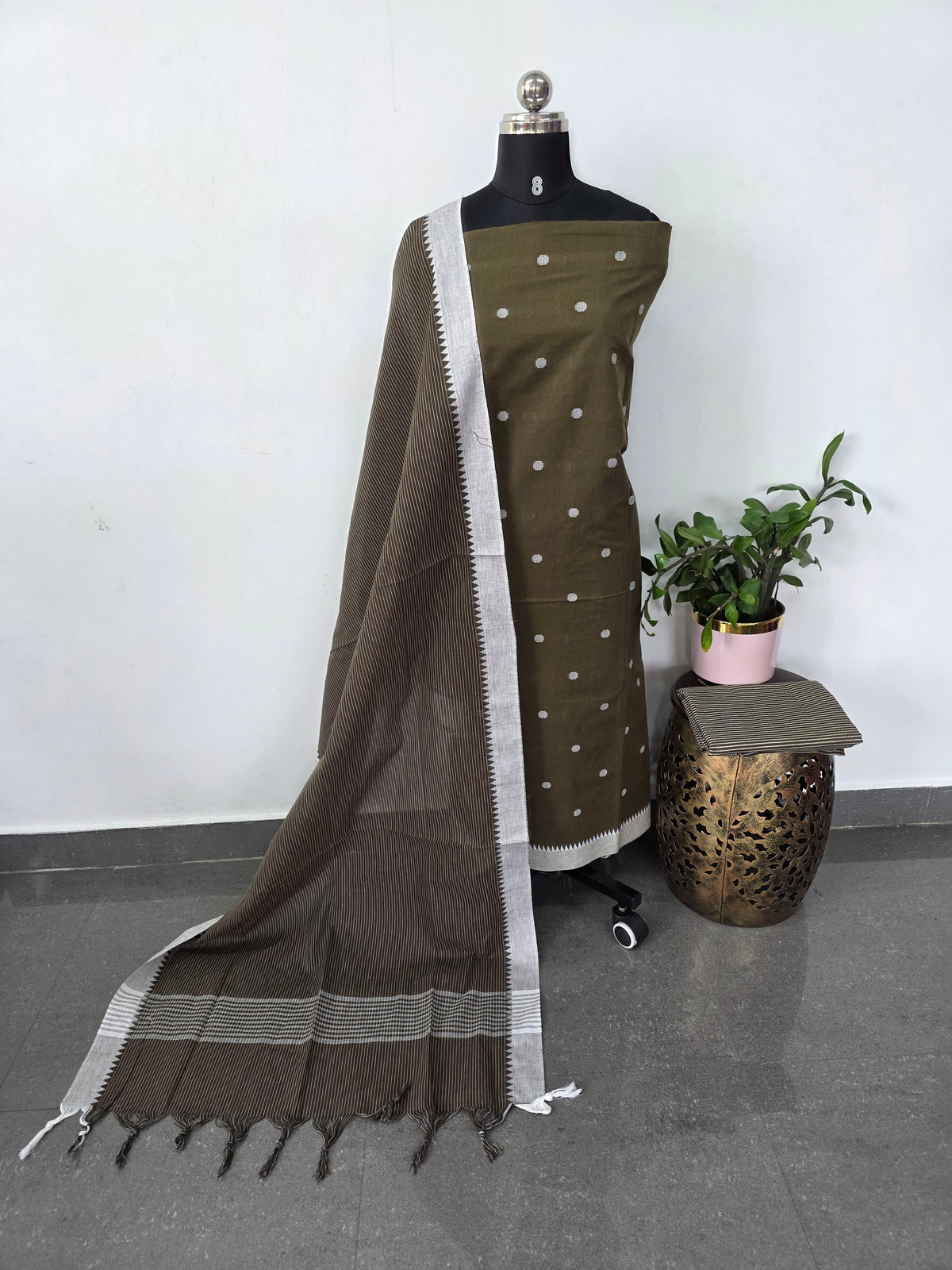 Temple border coin butta south cotton set - HA126