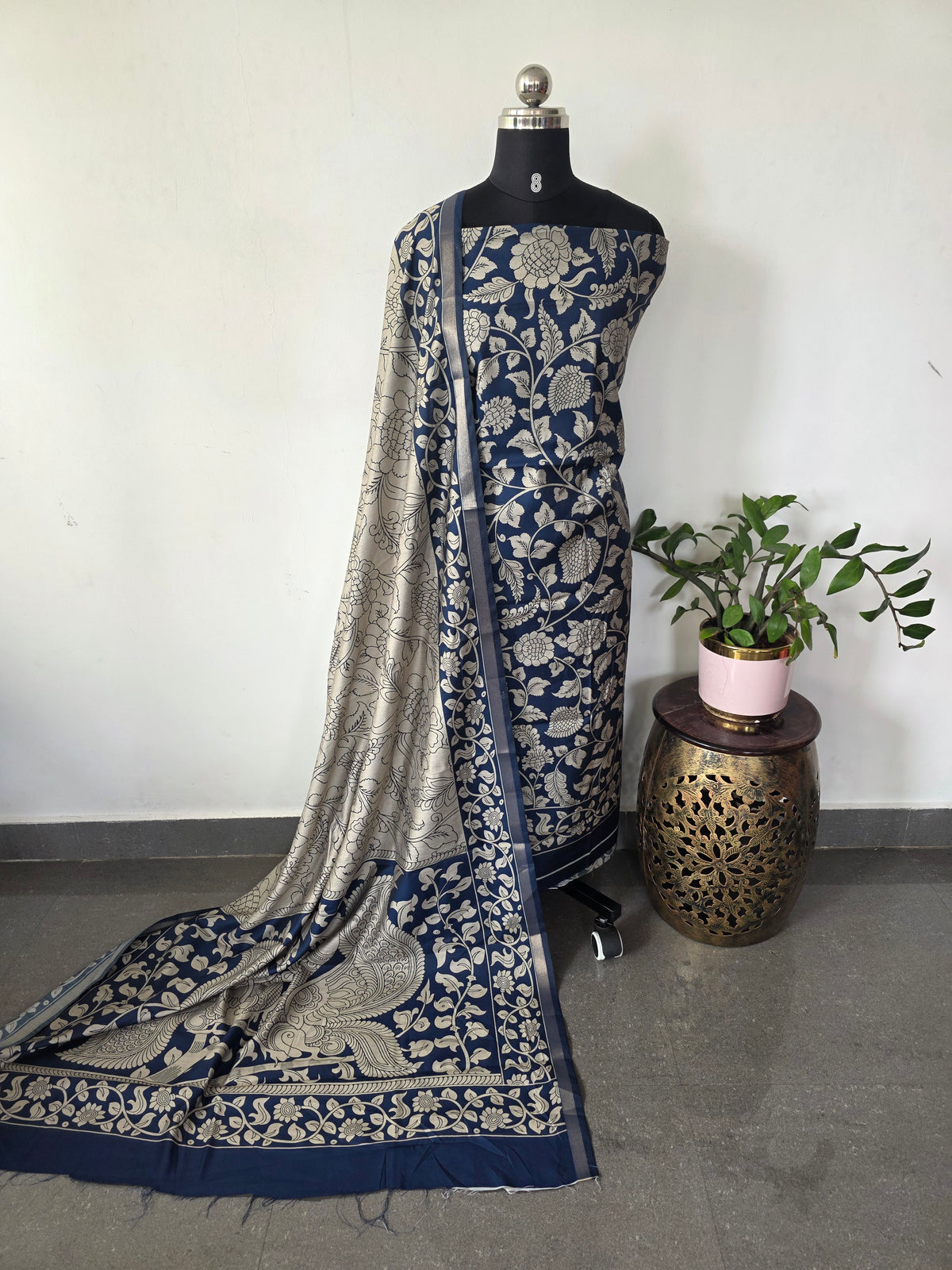 Kalahasthi Kalamkari-inspired Assam silk set - AS126