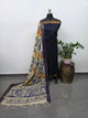 Earth & Loom - Mangalagiri cotton top with chennuri kalamkari silk shawl (blue)- MK28