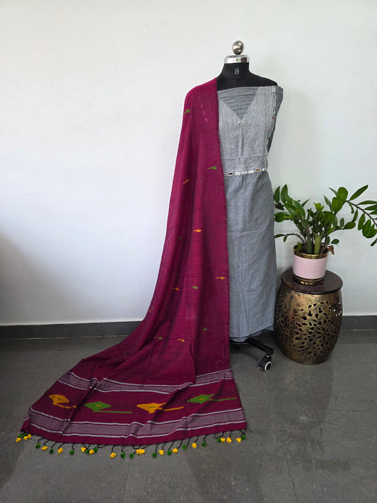 Handcrafted mul cotton Mirror work salwar set - JMM272
